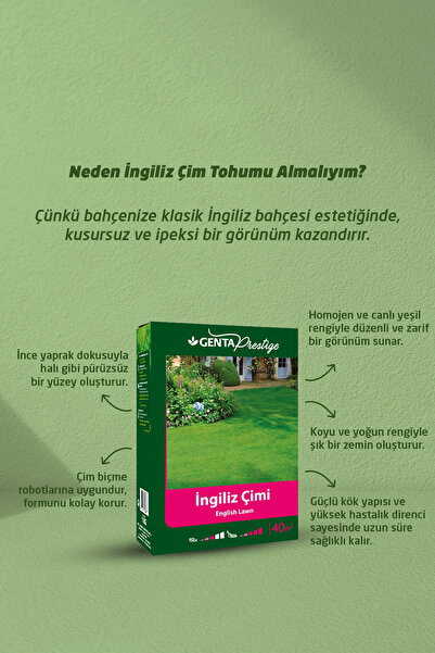 Genta Prestige Ingiliz Çim Tohumu 1 Kg