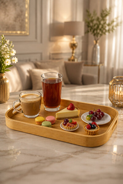 YzHome 1Pcs Large Size Bamboo Square Tray Presentation Serving Tray 47*34cm