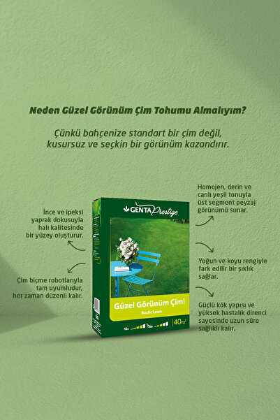 Genta Prestige Güzel Görünüm Çimi 1 Kg (40 M2 Alan Içindir) Yeni Ürün