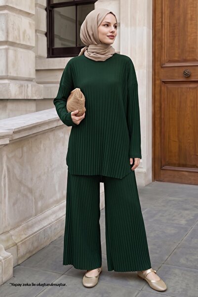 InStyle Mila Pleated Trousers Tunic Διπλό Σετ - Emerald