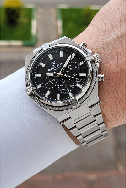 Daniel Klein Dial Black Band Silver Color 44 mm Gift Boxed Internal Indicator...