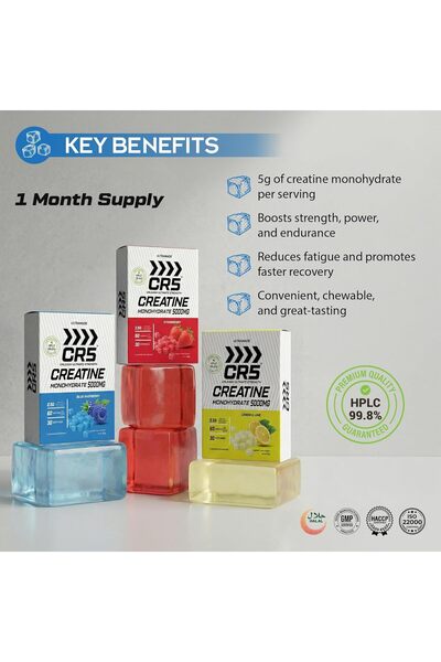 C5 CR5 Creatine Gummies 5000mg - Creatine Monohydrate Gummies Blue Raspberry