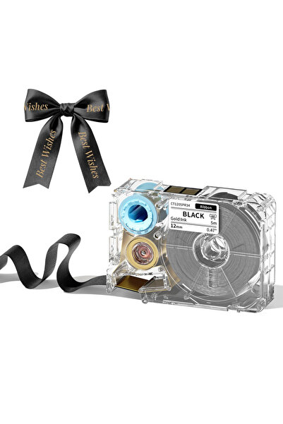 Choice1 Gold on Black Phomemo A30 P15 Fabric Ribbon Cartridges 12mm X 5m Sati...