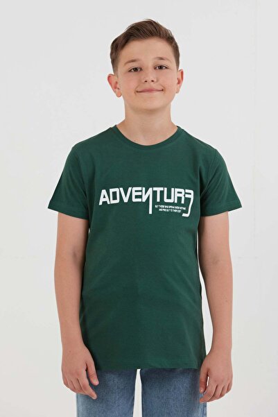 Fulla Moda %100 Pamuk Adventure Yazı Baskılı Erkek Çocuk Tişört