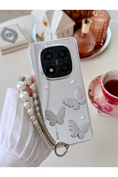 Go Aksesuar Redmi Note 14 pro plus 5g Uyumlu Aynalı Charm Kelebek Oyuncaklı S...