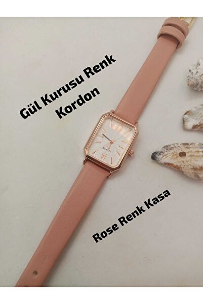 Brality Retro Vintage Model... Dikdörtgen Tasarım ... Kadın Kol Saati... Gül ...