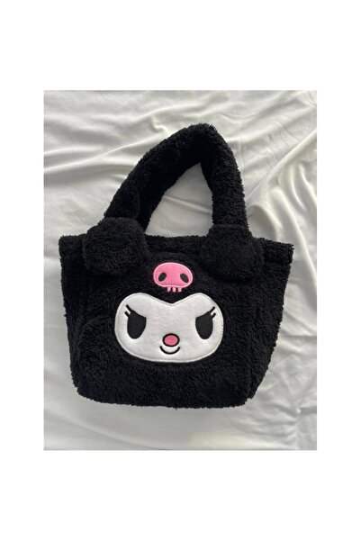 PELUŞ MODA Kuromi Siyah Peluş Yumuşak El Çantası Günlük Çanta Tablet Çantası ...
