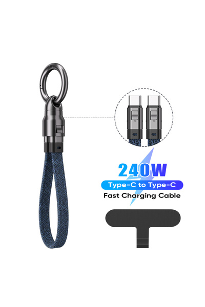 Choice كابل بيانات محمول USB C إلى Type C بطول 0.22 متر، 240 واط، 5 أمبير، شح...