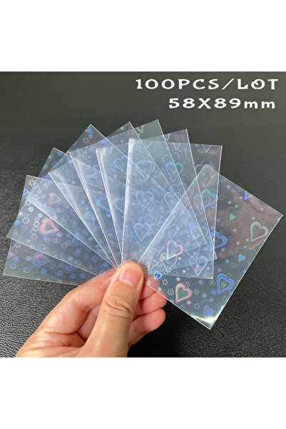 Choice G874A-SweetHeart Heart Shaped Foil Laser Card Sleeves 100pcs Transpare...