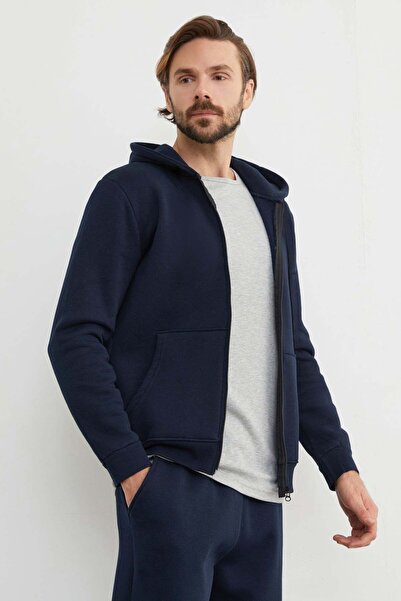 Fulla Moda 3 İplik Fermuarlı Kanguru Cepli Sweatshirt