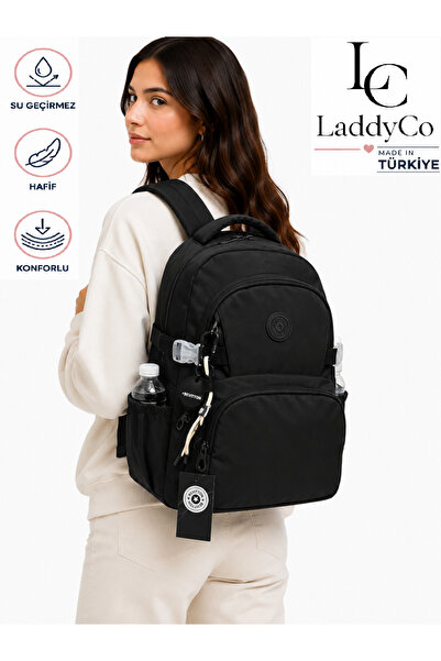 LaddyCo Daily School Backpack Water Resistant Unisex School Bag 34500 Black