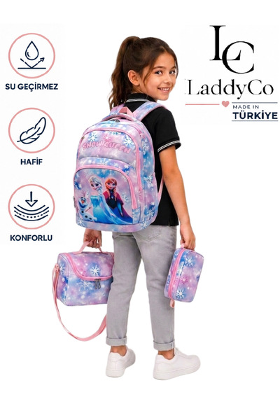 LaddyCo Primary School Bag Girl's 3-Piece Set Pink Primary School Bag Charact...