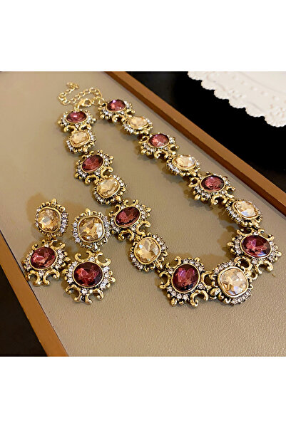 Choice set 3 Pcs Vintage Necklace Earring Set High-end Accessories for Women ...