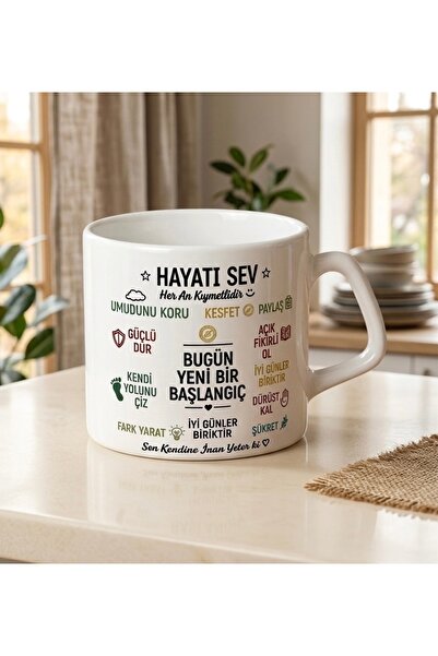 shop HAYATI SEV MOTİVASYON YAZILI TASARIM KUPA