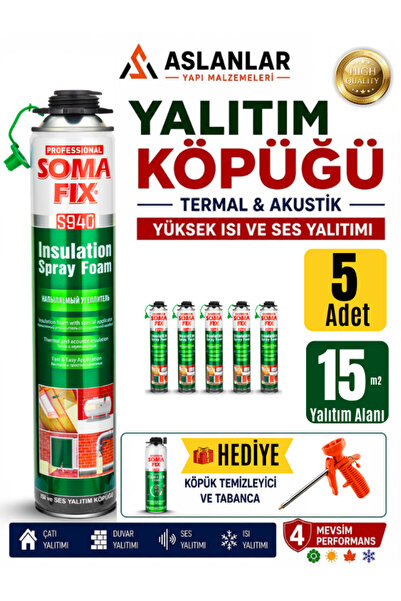 Somafix Poliüretan Termal Isı Ve Ses Yalıtım Sprey Köpük (5 ADET)