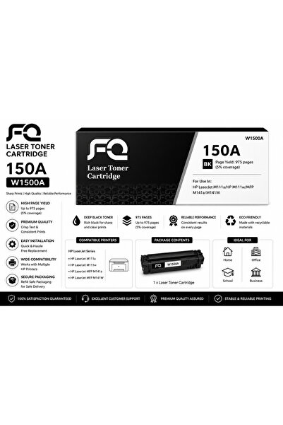 FQ خرطوشة حبر متوافقة W1500A (150A) متوافقة مع HP LaserJet M111 / MFP M141