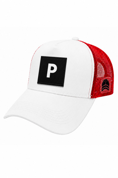 all hats P Letter Patch Detailed Mesh Trucker Baseball Cap