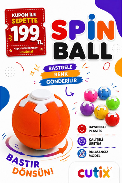 Cutix Rulmansız Spin Ball Dönen Top Stres Çarkı Stres Topu Bas Çevir Stres Oy...
