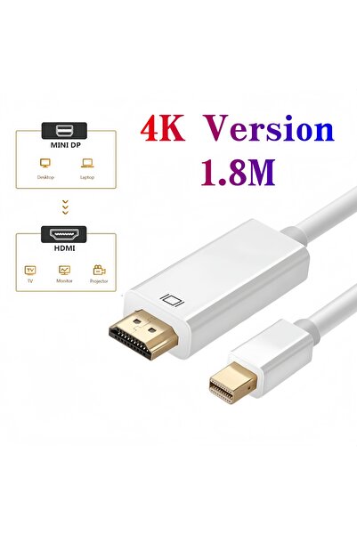 Choice كابل DisplayPort صغير أبيض بطول 1.8 متر بدقة 4K إلى HDMI لأجهزة MacBoo...