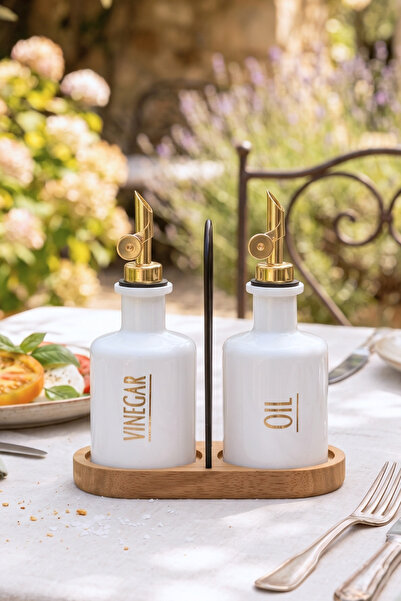 Rakle Marbella Bamboo Stand Set of 2 Oil-Circelik White 200 Cc