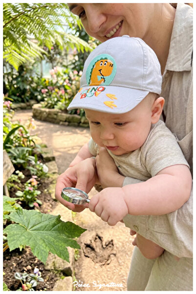 PIECE SIGNATURE Modern Dinosaur Embroidered Baby Sun Hat - Cool and Protectiv...