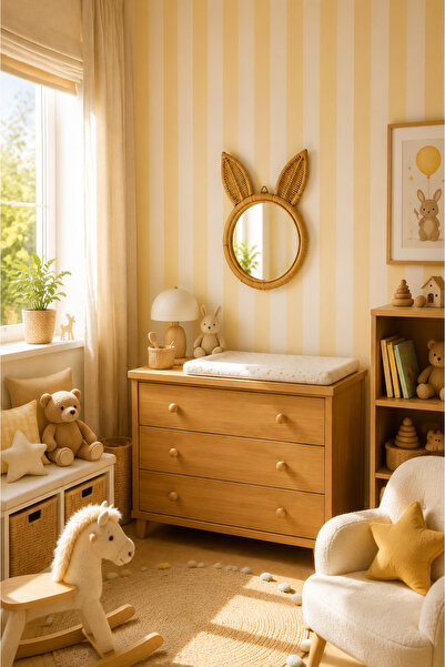 Naturel Home Bohem Tavşan Bambu Ayna - Iskandinav, Modern, Rattan
