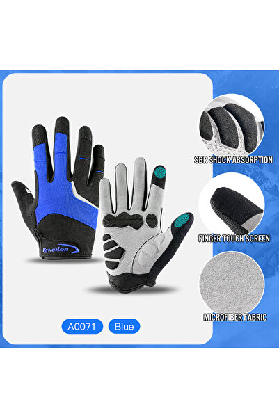 Choice M Blue reflective Cycling Anti-slip Full Finger Gloves MTB Bike Bicycl...