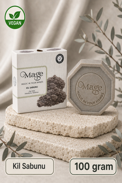 Mage Cosmetics Mage Doğal Kil Sabunu 100 gram 1 adet hediyelik kutuda
