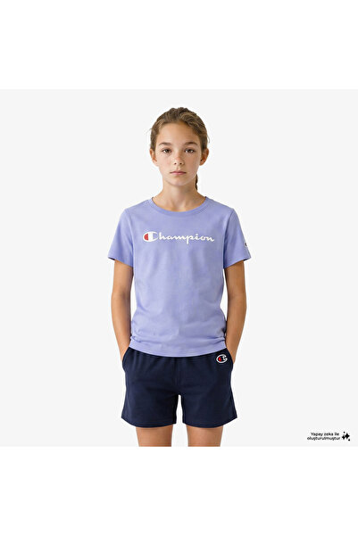 Champion تي شيرت أرجواني للأطفال برقبة دائرية SS