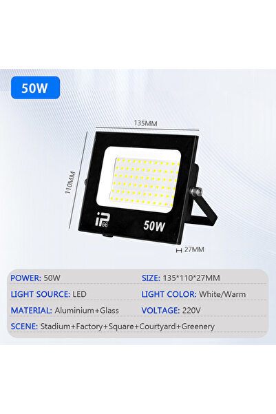 Choice كشاف إضاءة LED خارجي أبيض 50 وات مقاوم للماء IP66، كشاف إضاءة للمسار 1...