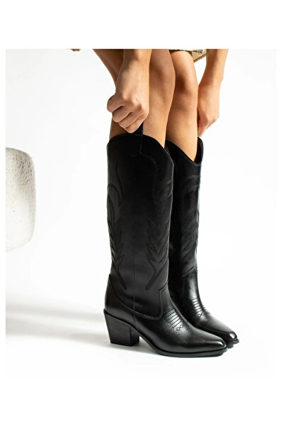 POTEEN Cizme Duppy pentru femei Western Cowboy Brodate cu model complet Confo...