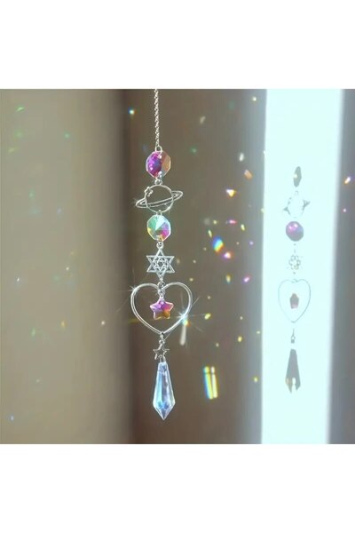 Choice1 B 3277 1 Pc Star Moon Crystal Wind Chime Pendant for Home Decor Outdo...