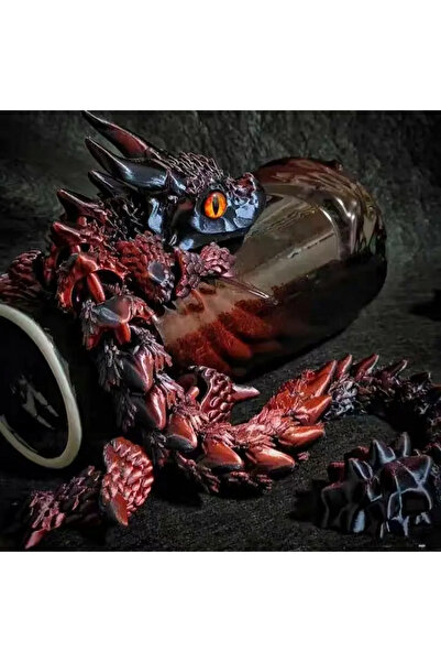 Choice Burgundy 1pc Charming 3D Printed Double-Horned Dragon Figurine with Ra...
