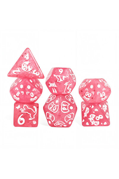 Choice Pink 7Pcs/Set DND Dice Pink Cute Cats Polyhedral Dice For Role-Playing...