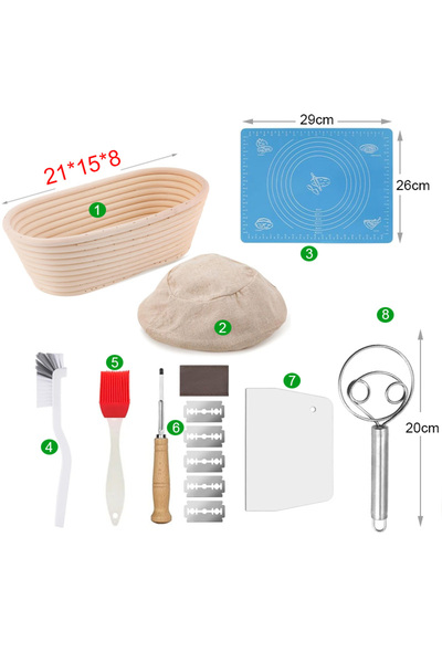 Choice with Liner 21x15x8-8pcs Rattan Bread Proofing Basket Bread Basket Oval...