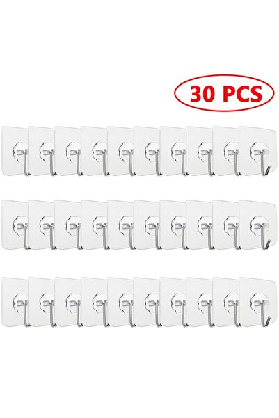 Choice 30 PCS 30 Pcs Hooks Transparent Strong Self Adhesive Door Wall Hangers...