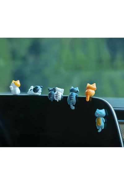 Choice 6PCs 6pcs PVC Cartoon Cat Figurines for Car Dashboard, Plant Pots, and...