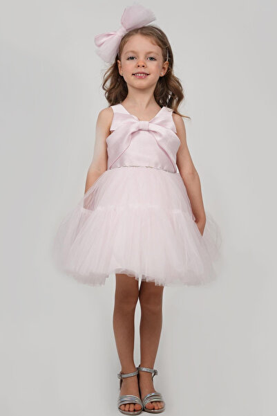 MONİTA Girl's Evening Dress with Bow Detail on the Back, Waistband and Crown,...