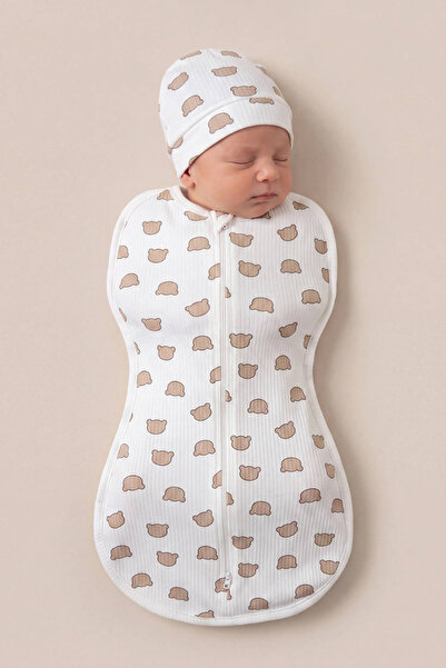 VAUVA Newborn Hat and Swaddle with Double Side Zipper, 100% Cotton