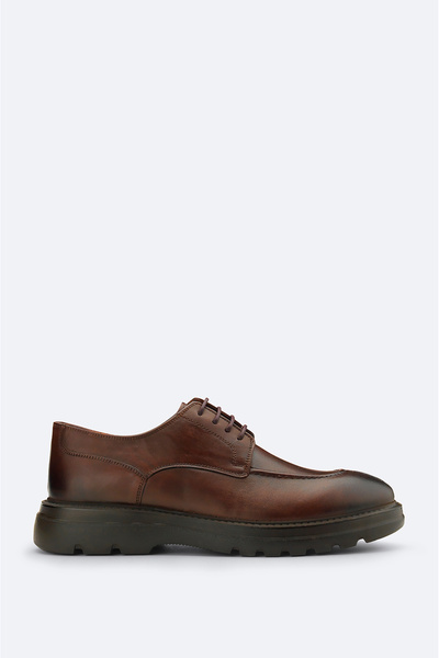 Avva Men's Brown 100% Leather Stitched Toe Laced Classic Shoes A32y8014