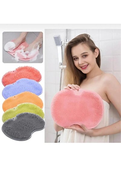 NEWSTORE HOME Vantuzlu Banyo Fırçası Masaj Pedi Sırt Ayak Kesesi Pembe