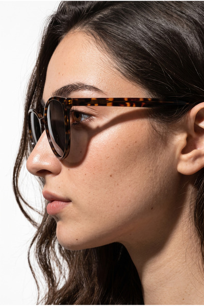 Houseofeyeris Freya Leopard Frame Thin Cat Eye Sunglasses – Black Lens Stylish Women Model – Uv400