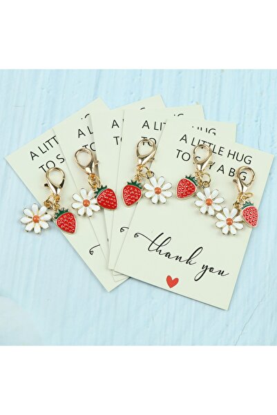 Choice1 5pcs 5/10pcs Mini Strawberry Daisy Keychain Set with Pocket Hug Card,...