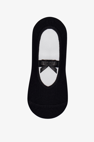 Penti Girl's Black Ballerina Bow Patterned Suba Socks