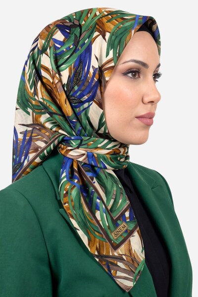 hadiora Women's Green White Tropical Leaf Patterned Stitched Writing Cotton C...