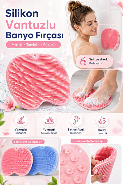 Anadolu Saray Çarşısı Pratik Silikon Vantuzlu Banyo Fırçası Masaj Pedi Sırt A...