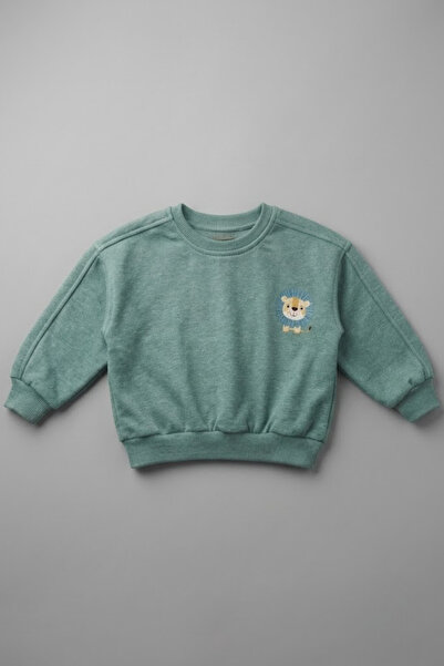 LOGO AKSESUAR Boy's Cotton Colorful Printed Oversize 3-Strand Sweatshirt