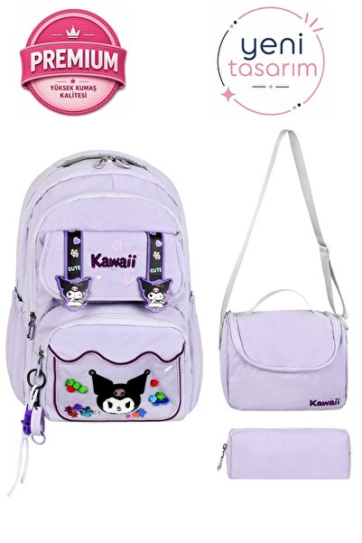 Bodmar Çanta Since 2023 Purple Kuromi Patterned Lockable Luxury Triple Girls'...