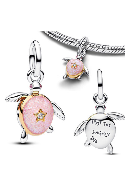 Choice23 AMC7314 925 Silver Glass Slipper Charm Pink Envelope Floral Tulip Go...