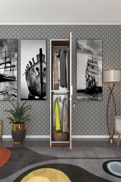 Kenzlife Kilitli Gardırop Öğrenci Dolabı Tek Kapılı Günebakan Cvz 180*35*42 G...